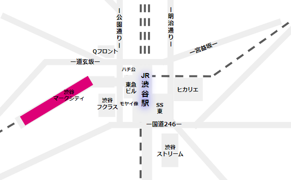 渋谷駅の構内図（井の頭線の位置）