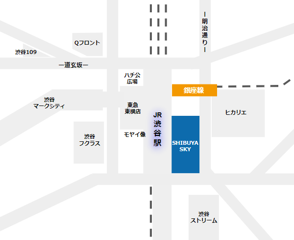 渋谷駅の銀座線と渋谷スカイの位置関係