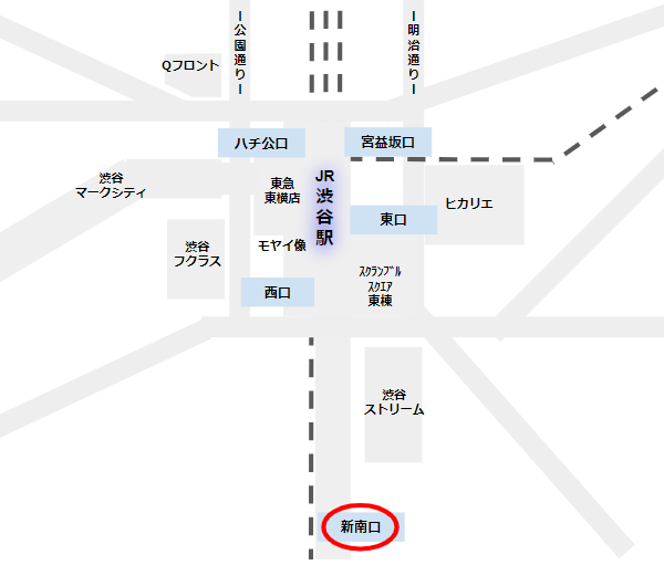 渋谷駅新南口の位置