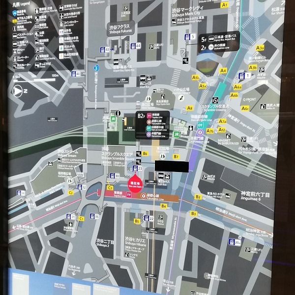 渋谷駅構内図map（渋谷スカイ専用エレベーター前）