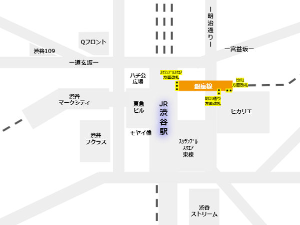 渋谷駅銀座線の改札の位置