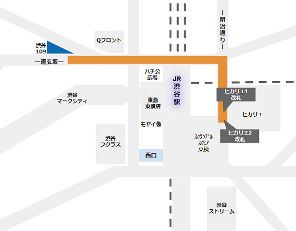 渋谷109への行き方（東横/副都心線ヒカリエ改札からの経路）