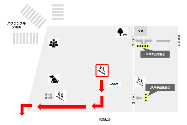 渋谷駅ハチ公広場map