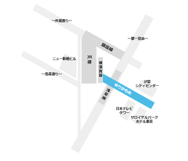 新橋駅構内図路線の位置（ゆりかもめ）