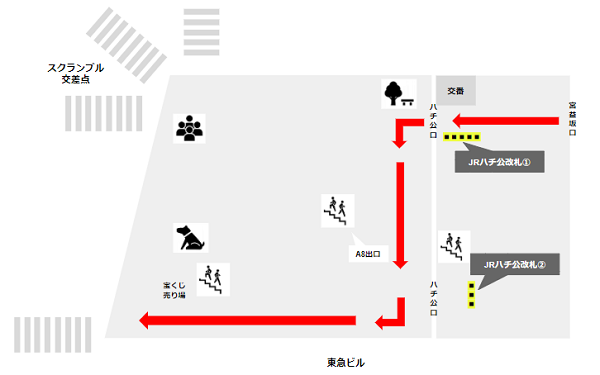 渋谷駅ハチ公広場マップ