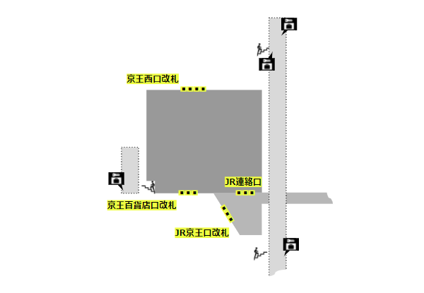 京王線新宿駅改札近くのロッカーの設置場所