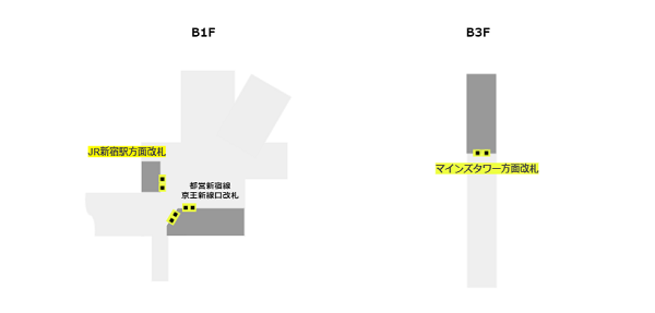 大江戸線新宿駅改札の位置マップ