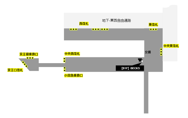 新宿駅（JR線）カフェの場所-構内