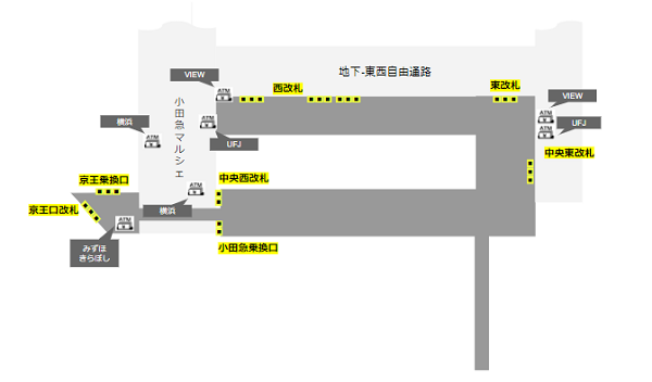 JR新宿駅改札近くのATMの場所