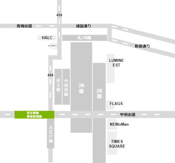 都営新宿線新宿駅周辺との位置関係