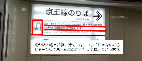 京王新線新宿駅へのナビ案内