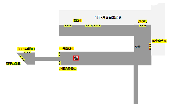 JR新宿駅の証明写真機の場所（中央西改札近く）
