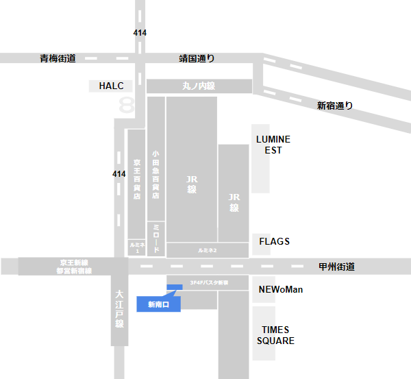 新宿駅新南口の場所マップ