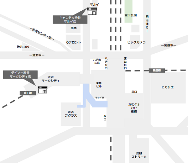 渋谷駅100円ショップ場所マップ