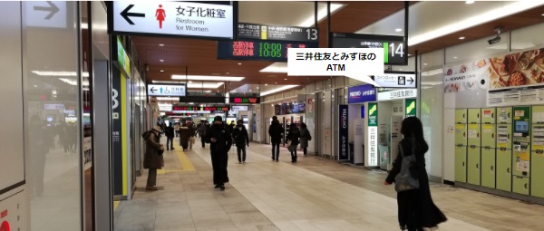 新宿駅改札内のATM（みずほ、三井住友）