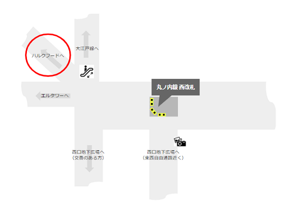 新宿駅丸ノ内線西改札前のマップ