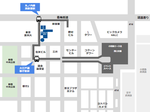 新宿駅西口地下周辺通路マップ