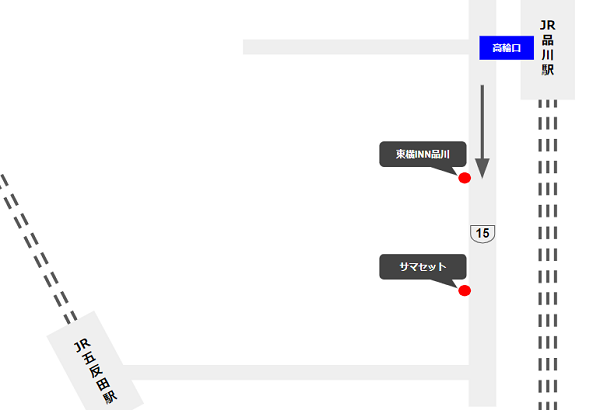 品川駅周辺のホテルマップ