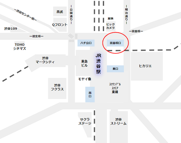 渋谷駅周辺マップ（宮益坂口）