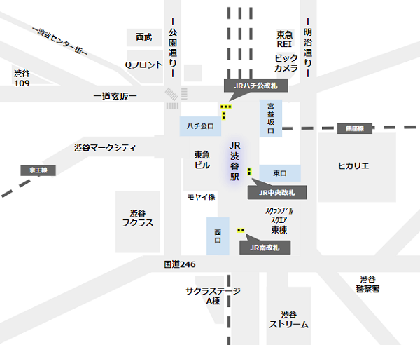 渋谷駅主要4出口マップ