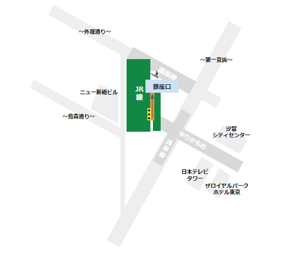 新橋駅銀座口への行き方（JR汐留地下改札から）