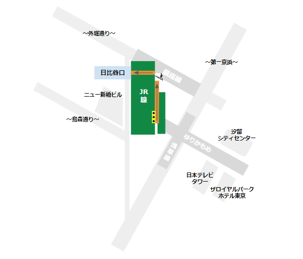 新橋駅日比谷口への行き方（JR線から）
