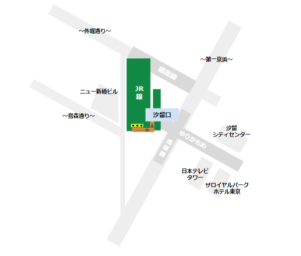 新橋駅汐留口への行き方（JR南改札から）
