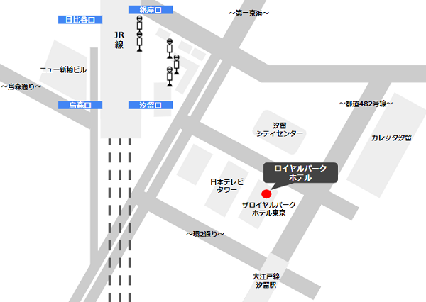 新橋駅の汐留口に近いホテルマップ