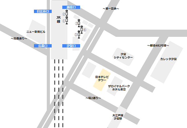 新橋駅日本TVタワーの場所