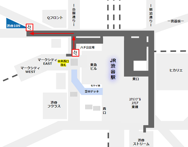 渋谷109への地下ルート