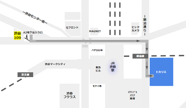 109から渋谷ヒカリエへの経路マップ