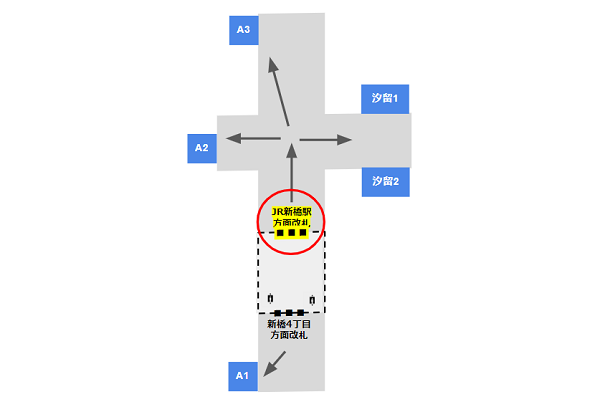 新橋駅都営浅草線の改札口地図