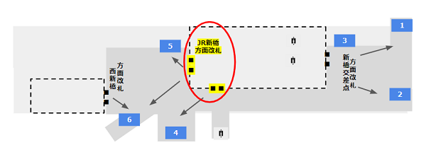 新橋駅銀座線の改札口地図