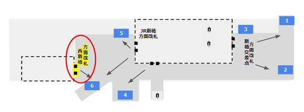 新橋駅銀座線の改札口地図