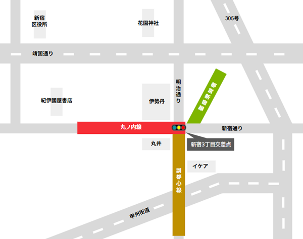 新宿3丁目駅ガイドマップ