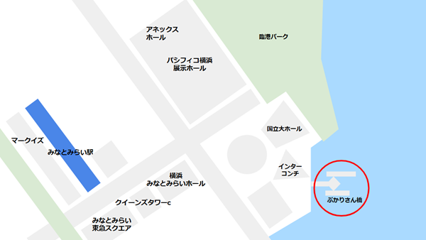 みなとみらいのぷかり桟橋の場所