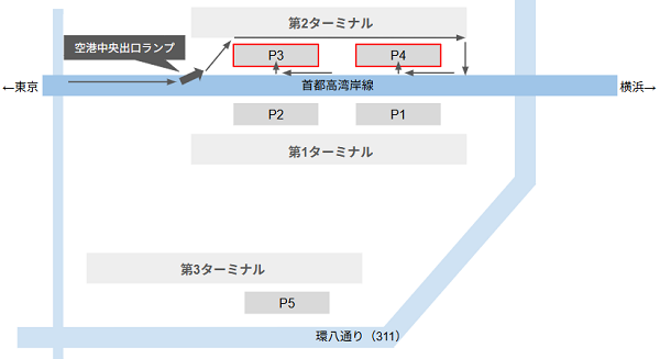 首都高ランプ確認マップ(東京・千葉方面から羽田空港第2ターミナルへ向かう場合)