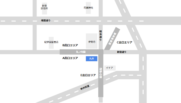 新宿3丁目、丸井の場所マップ